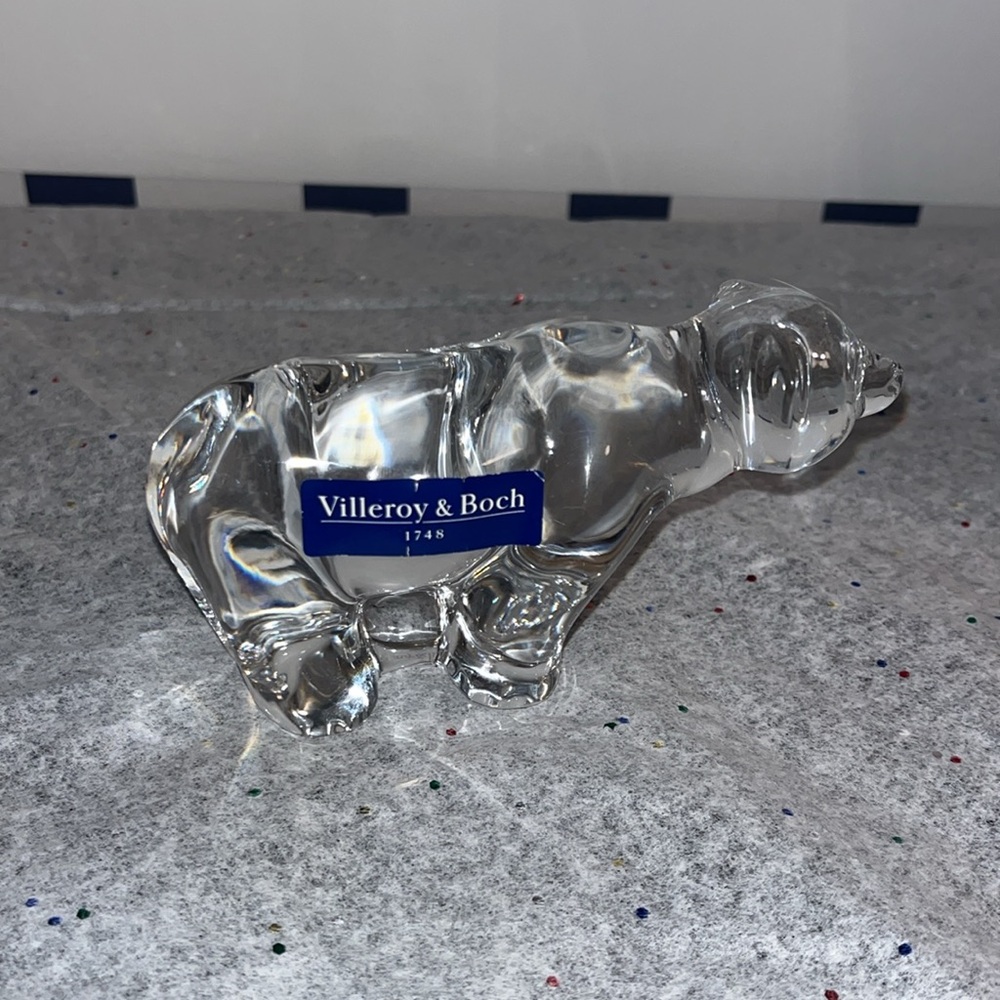 Polar bear in crystal by Villeroy & Boch.. signed & has original sticker